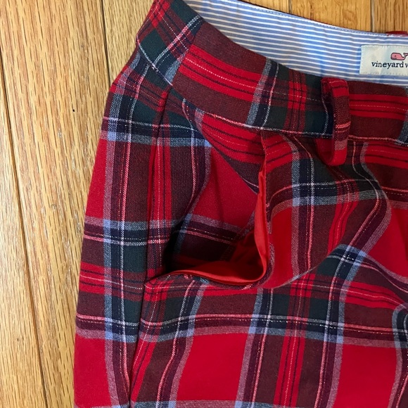 Vineyard Vines Nantucket Tartan Red Velvet Cocktail Pants Size 4 - Picture 7 of 11